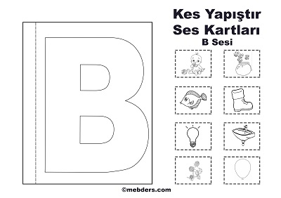 1. Sınıf İlk Okuma Kes Yapıştır Ses Kartı - B Sesi