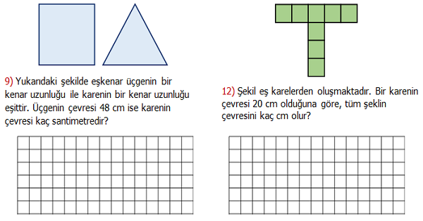 4. Sınıf Matematik Çevre Uzunlukları ile İlgili Problemler 4 (Çevre Problemleri)