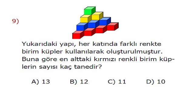 4. Sınıf Matematik Modellere Uygun Yapılar Oluşturma Kazanım Testi