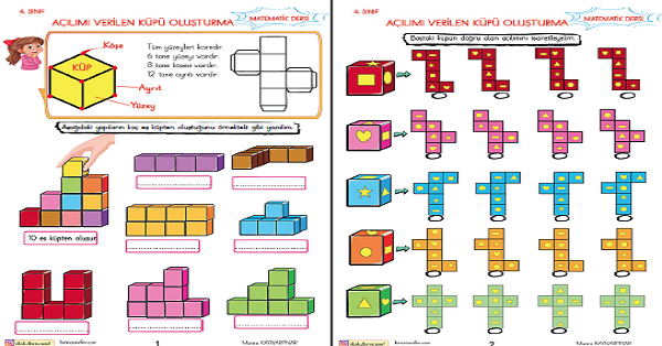 4. Sınıf Matematik Küpün Açınımı Etkinliği 4 Sayfa