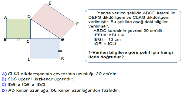 4. Sınıf Matematik Geometrik Cisimler ve Şekiller Yeni Nesil Sorular