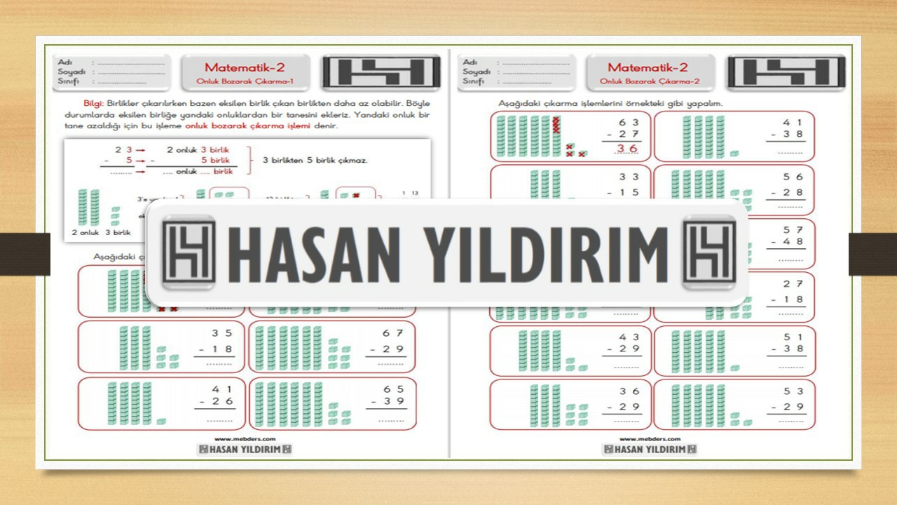 2. Sınıf Matematik Onluk Bozarak Çıkarma Çalışma Sayfaları