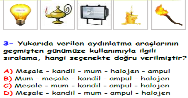4. Sınıf Fen Bilgisi Aydınlatma ve Ses Teknolojileri Yaprak Test-4