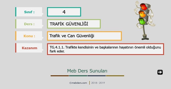 4. Sınıf Trafik Güvenliği Trafik ve Can Güvenliği Sunusu