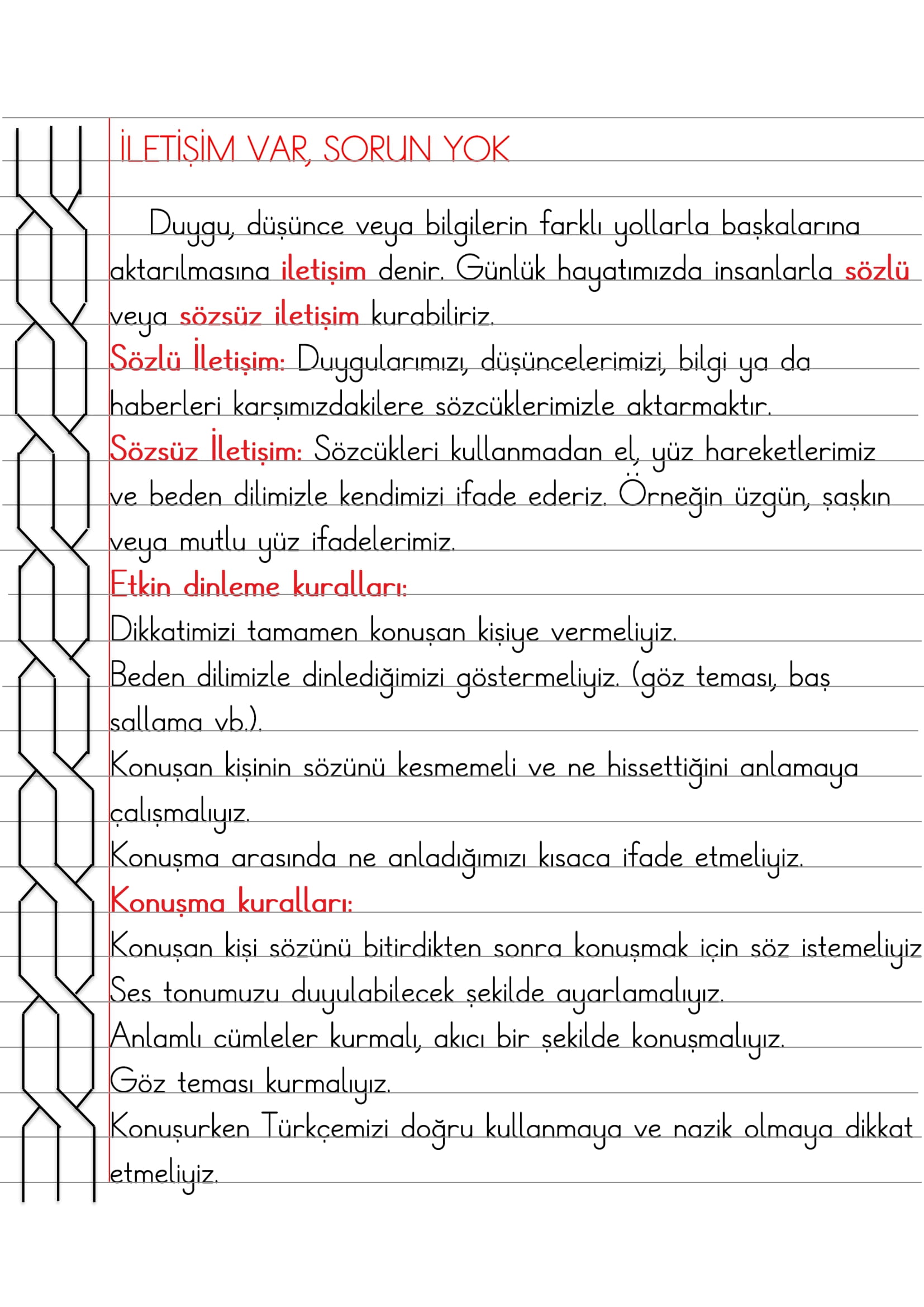 2. Sınıf - Hayat Bilgisi İletişim Var, Sorun Yok Defter Özeti