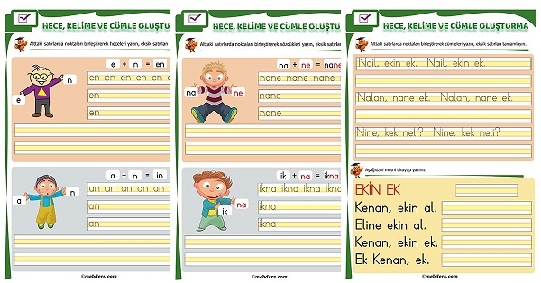 1. Sınıf İlk Okuma N Sesi Birleştirme Etkinliği