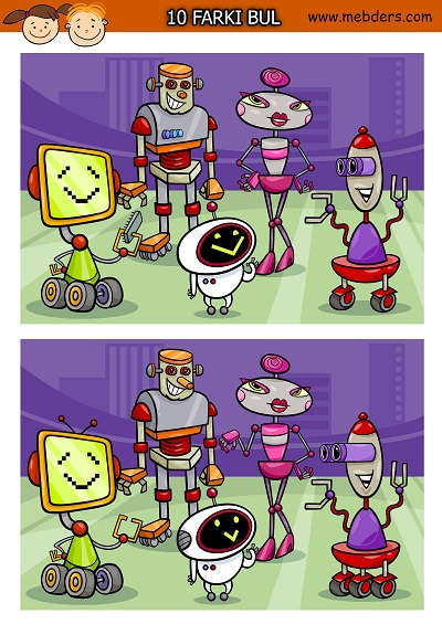 Güzel robotlar arasındaki 10 farkı bulma etkinliği