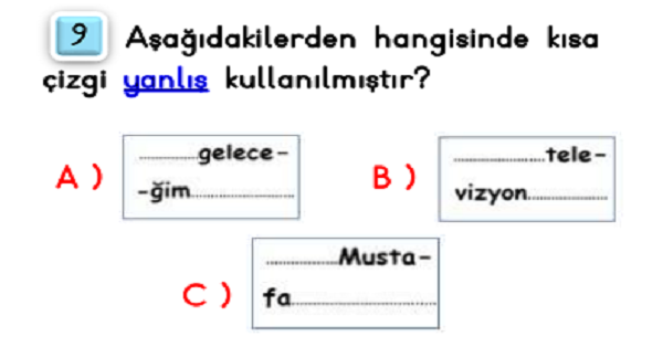 2. Sınıf Türkçe Noktalama İşaretleri-Test-1