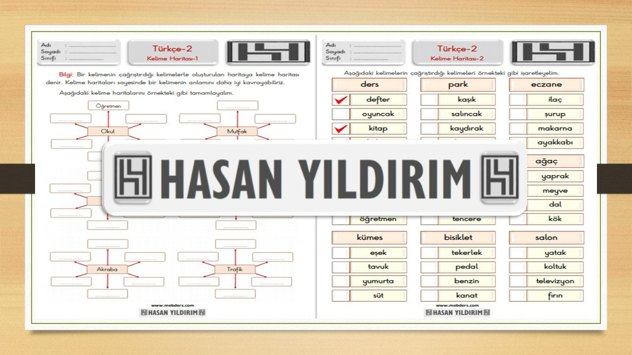 2. Sınıf Türkçe Kelime Haritası Çalışma Sayfaları