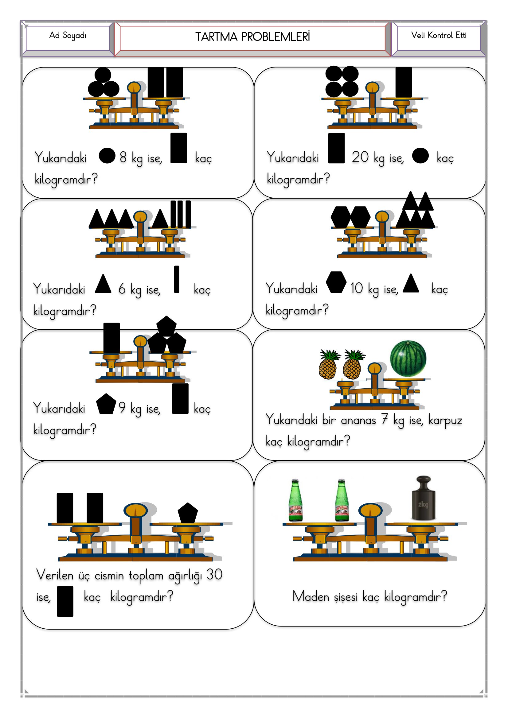 2. Sınıf - Matematik Tartma Problemleri-1