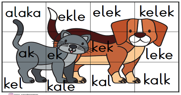 1. Sınıf İlk Okuma Yazma (K-k Sesi) Puzzle Çalışması-Renkli Ve Renksiz