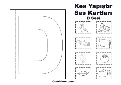 1. Sınıf İlk Okuma Kes Yapıştır Ses Kartı - D Sesi
