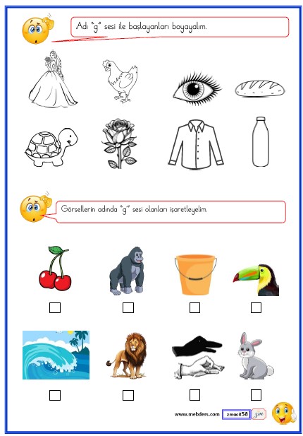 1. Sınıf İlk Okuma Yazma (G-g Sesi) Etkinlikleri