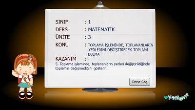 1. Sınıf Matematik Toplananların Yerlerini Değiştirerek Toplamı Bulma Sunusu