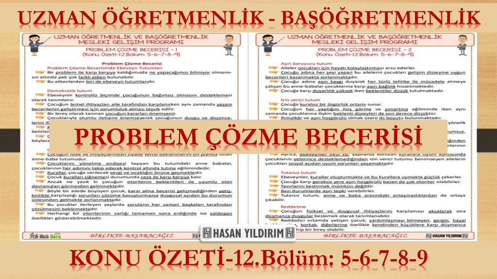 Problem Çözme Becerisi (Konu Özeti-12. Bölüm: 5-6-7-8-9)