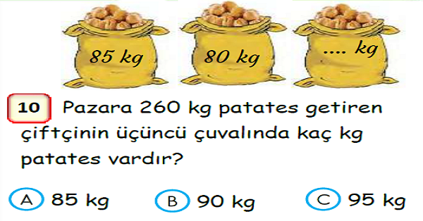 3. Sınıf Matematik Tartma Yaprak Test-2