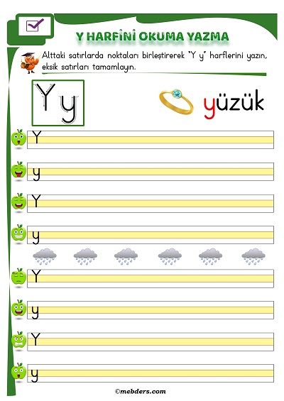 1. Sınıf İlkokuma Y Sesi Okuma Yazma Etkinliği