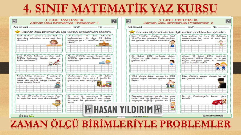 4. Sınıf Matematik Yaz Kursu - Zaman Ölçü Birimleriyle Problemler (4. Sınıfa Hazırlık)
