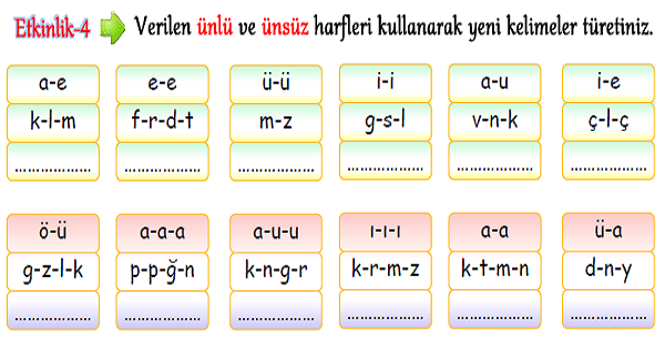 3. Sınıf Türkçe Harf Bilgisi-3