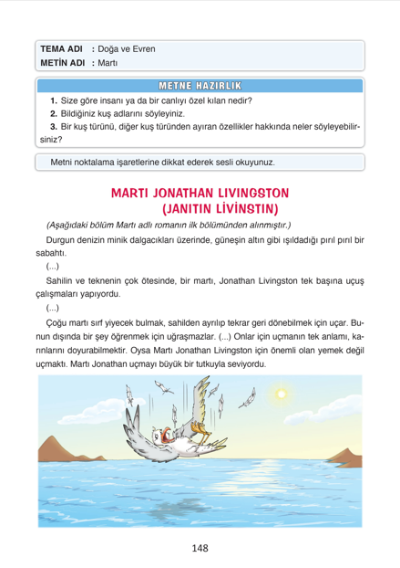 4. Sınıf Türkçe Ada Yayınları Martı Jonathan Lıvıngston Metni Etkinlik Cevapları