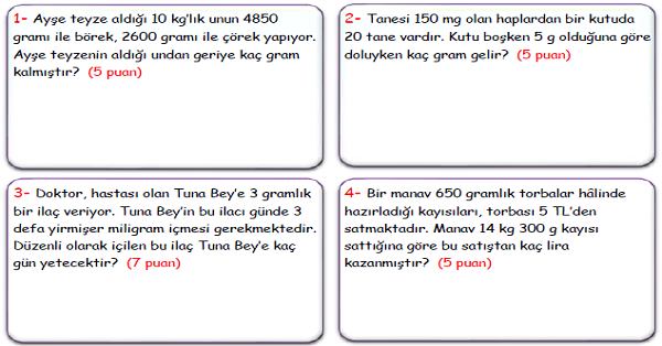 4. Sınıf Matematik Tartma Problemleri-3