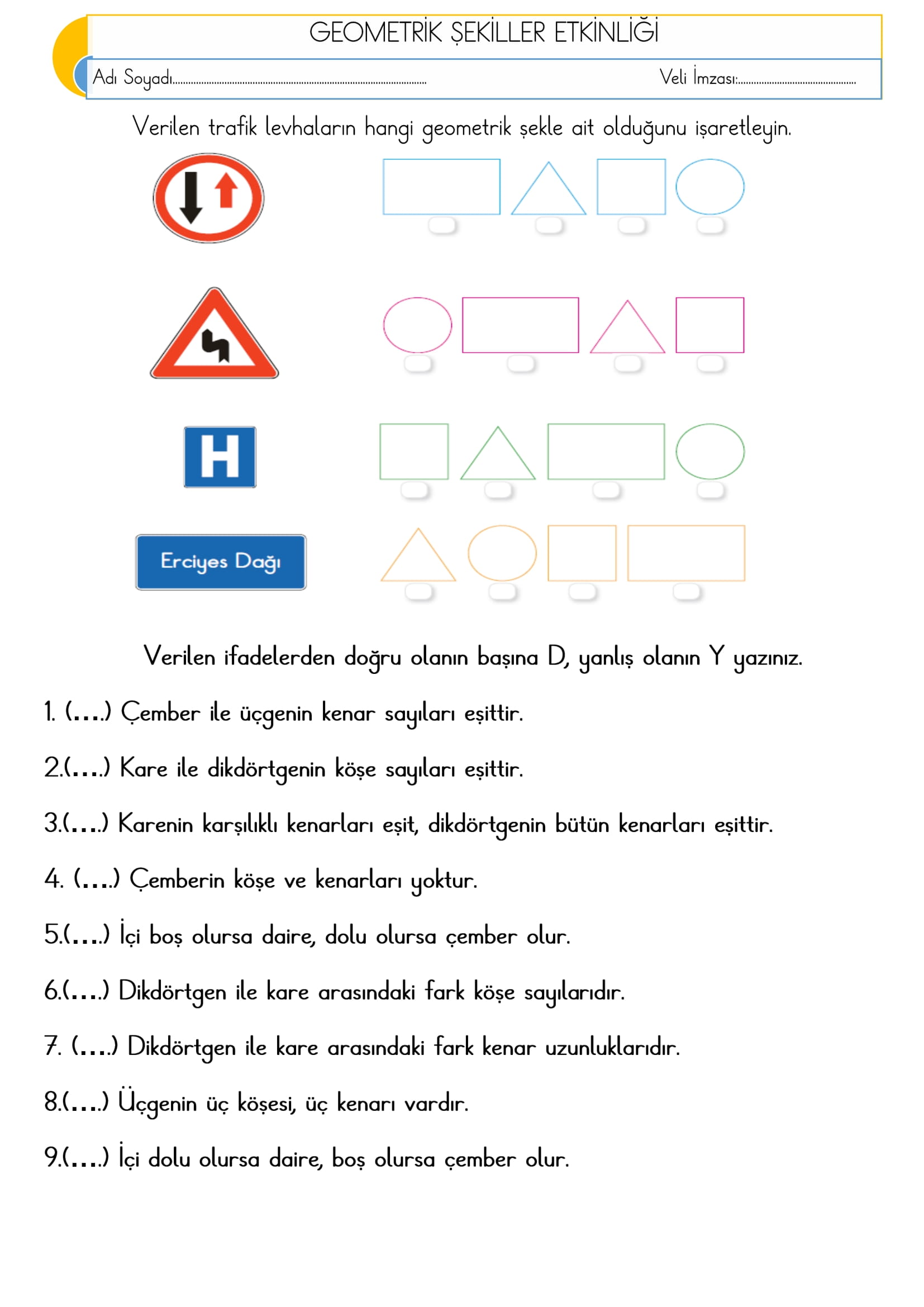 2. Sınıf - Matematik - Geometrik Şekiller Etkinliği-4