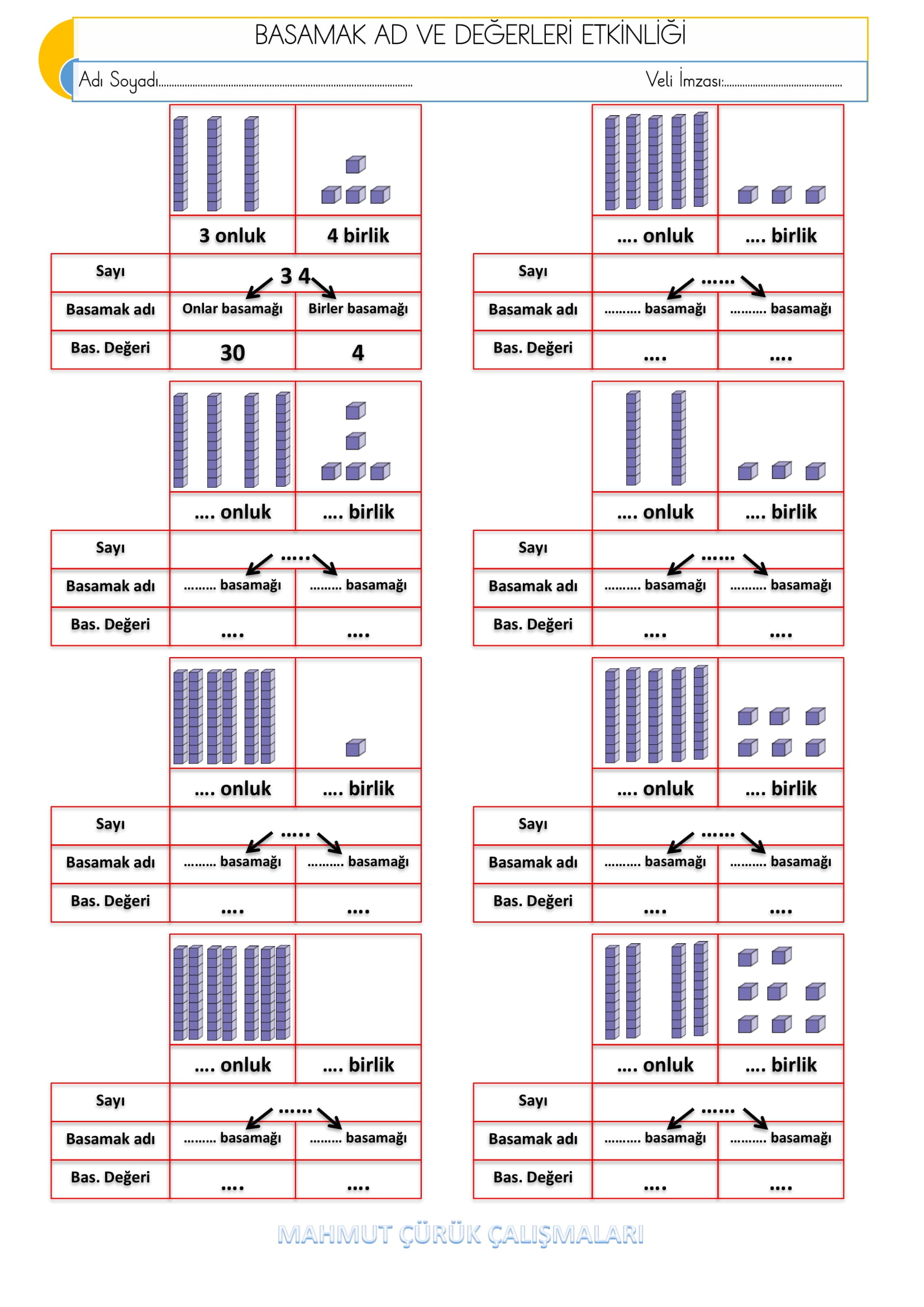 2. Sınıf - Matematik - Basamak İsim ve Değerleri Etkinliği-6