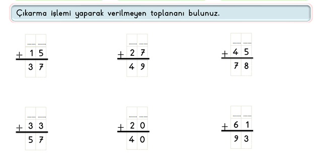 2. Sınıf Matematik Toplama İşlemi-Verilmeyen Toplananı Bulma-4