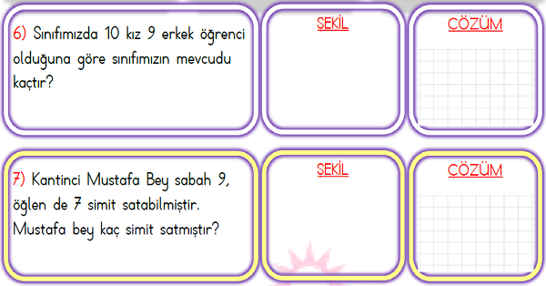 1. Sınıf Matematik Toplama İşlemi Problemler-4
