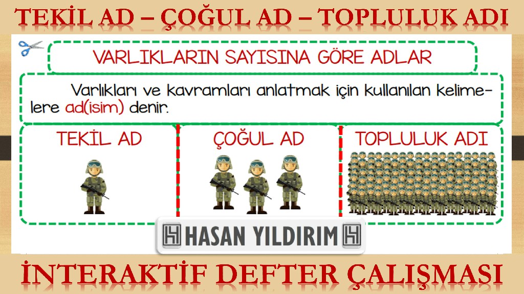 Tekil Ad - Çoğul Ad - Topluluk Adı İnteraktif Defter Çalışması
