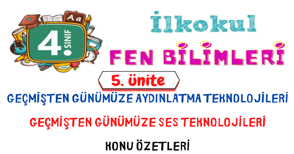 4. Sınıf Fen Bilimleri Aydınlatma ve Ses Teknolojileri Ünitesi Konu Özeti