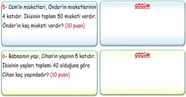 3. Sınıf Matematik Bölme İşlemi Problemleri-3