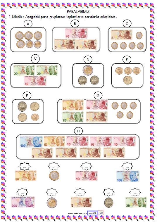 2. Sınıf Matematik Paralarımız Etkinliği 11