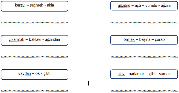 4. Sınıf Türkçe Deyimler Etkinliği 4