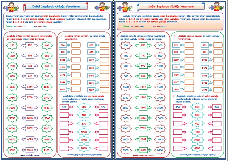 4. Sınıf Matematik Doğal Sayılarda En Yakın Onluğa ve Yüzlüğe Yuvarlama