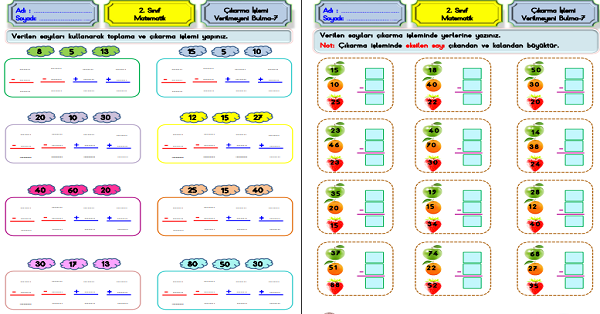 2. Sınıf Matematik Çıkarma İşlemi-Verilmeyeni Bulma-7