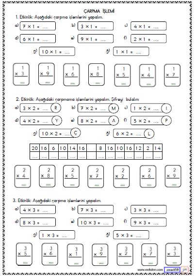 2. Sınıf Matematik Çarpma İşlemi Etkinliği 4