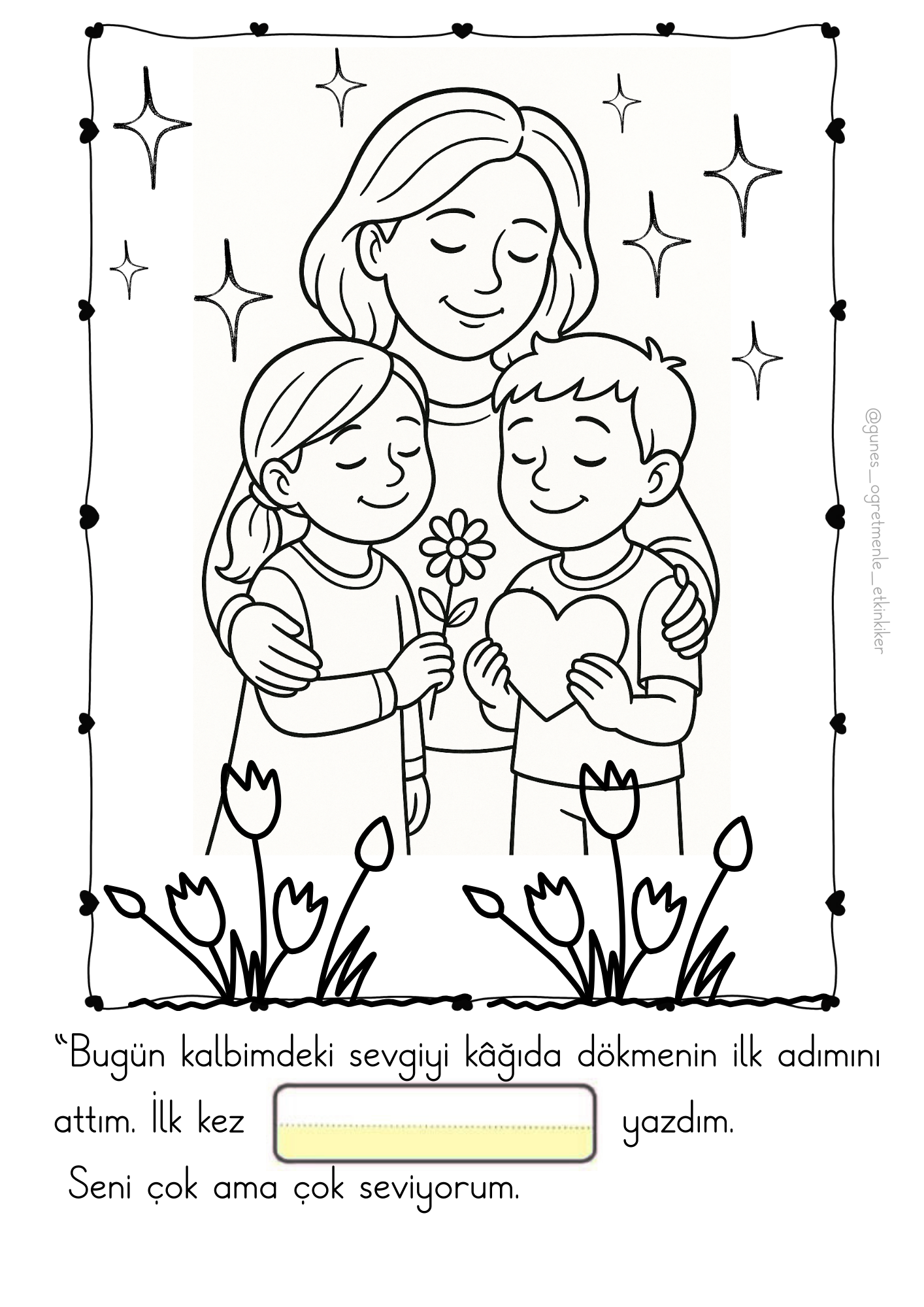 1. Sınıf İlk Okuma Yazma Anne Yazma Etkinlikleri