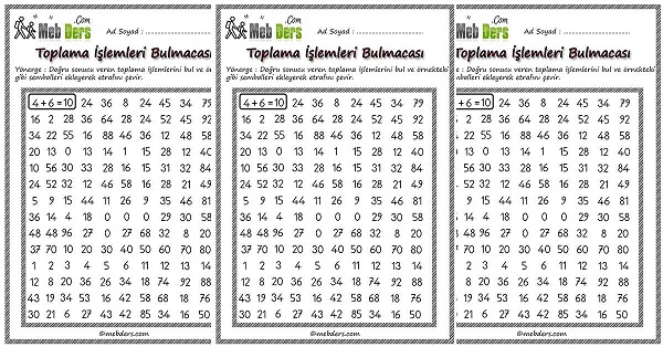 Toplama İşlemleri Bulmacası