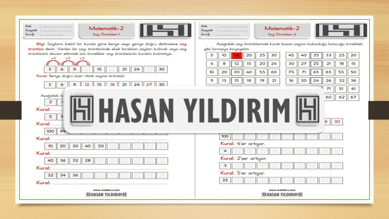 2. Sınıf Matematik Sayı Örüntüleri Çalışma Sayfaları