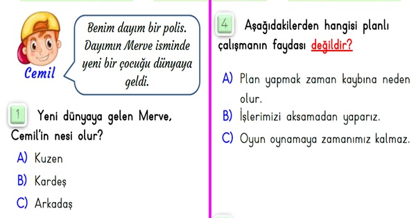 2. Sınıf Hayat Bilgisi Evimizde Hayat Ünitesi-Yaprak Test-2