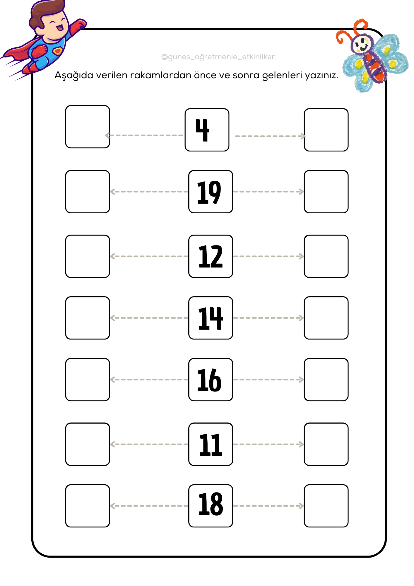 1. Sınıf Matematik Rakamlar Öncesi Sonrası