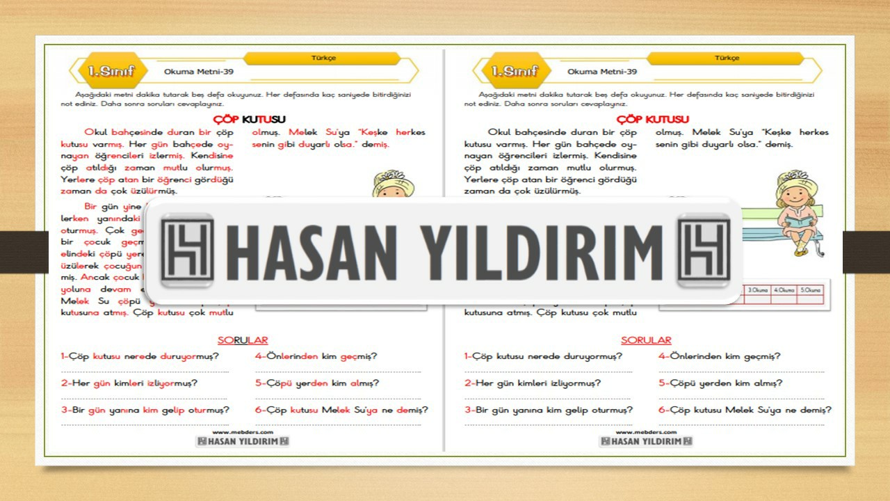 1. Sınıf Türkçe Okuma Metni-39 (Çöp Kutusu)