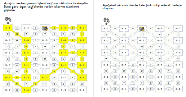 1. Sınıf Matematik Bulmacalı Çıkarma İşlemi 2