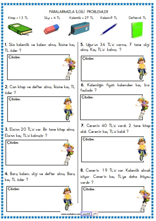 2. Sınıf Matematik Para ile İlgili Problemler Etkinliği 16