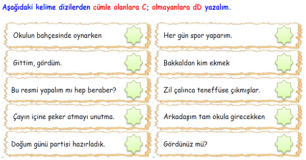 4. Sınıf Türkçe Cümle Bilgisi-1