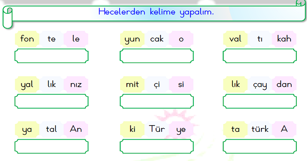 1. Sınıf Türkçe Hece Etkinliği-3