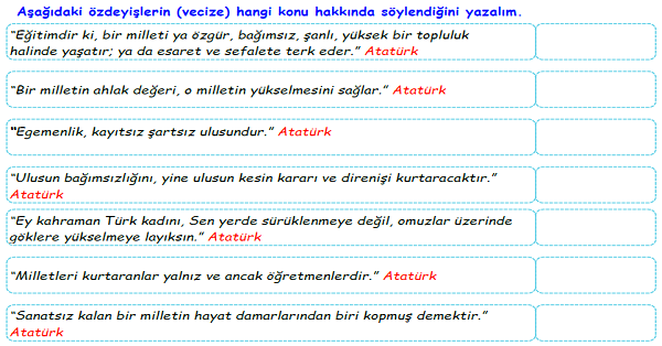 4. Sınıf Türkçe Özdeyiş (Vecize)-2