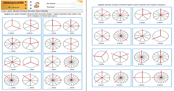 4. Sınıf Matematik Açıları Standart Olmayan Birimlerle Ölçme Etkinliği 1