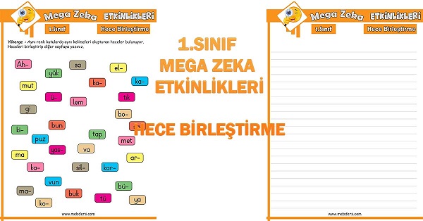 1. Sınıf Mega Zeka Etkinliği - Hece Birleştirme